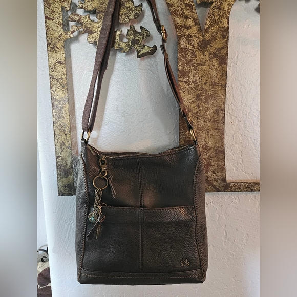 The Sak Women's Lucia Brown  Leather Multipockets Adj Strap Crossbody Handbag - Picture 1 of 16